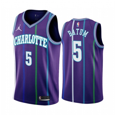 Nike Charlotte Hornets #5 Nicolas Batum Purple 2019-20 Classic Edition Stitched NBA Jersey Men's